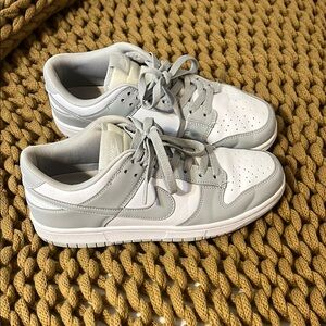 Gray and White Nike Dunk Sneakers